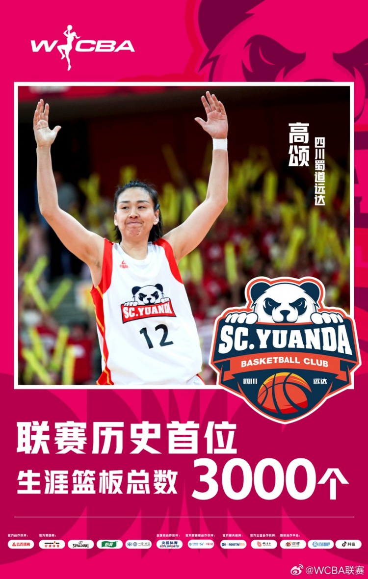 十八載鑄就傳奇！WCBA官方：高頌榮膺聯(lián)賽歷史首位籃板達(dá)3000球員